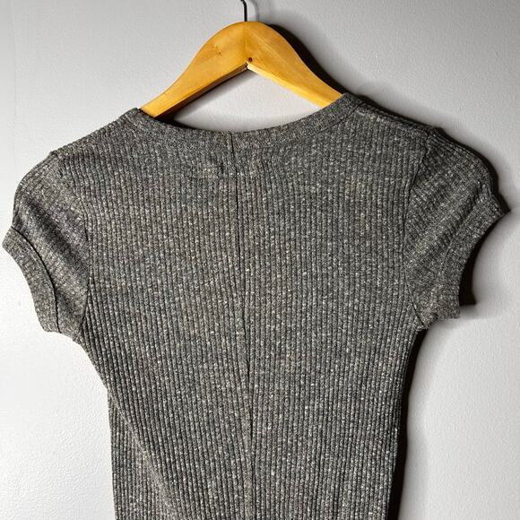 Enza Costa Ribbed Crewneck Tee Shirt Short Sleeve Women's Small Gray Minimalist - Picture 9 of 10